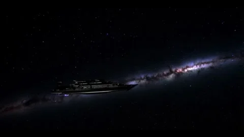 Milky Way and the ship Stock Footage 288089655
