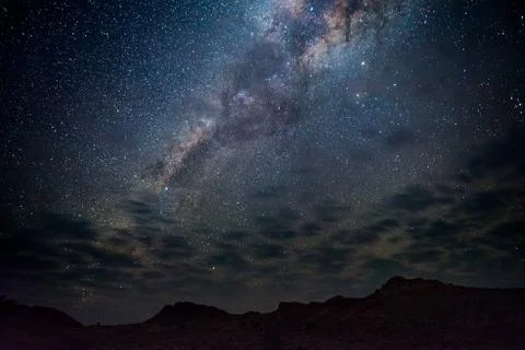 Milky Way arch, stars in the sky, the Namib desert in Namibia, Africa. Some s Stock Photos