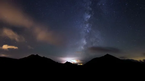 Milky way clouds traffic in mountain time lapse 11155 Vidéo 32260427