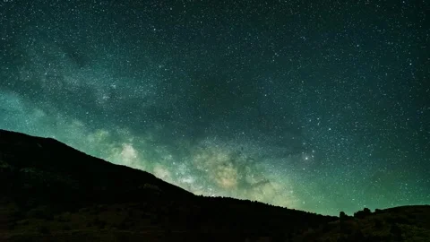 Milky Way core rises above the mountain ridge - starry time lapse