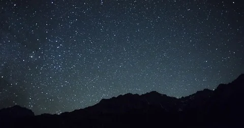 Milky Way Dips Behind Mountain Stock Footage 79576807