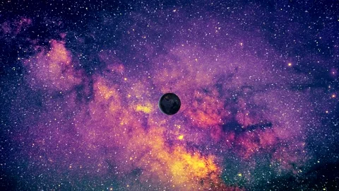 Milky way with earth - flight through the stars - night sky, space background Stock Footage 146707611