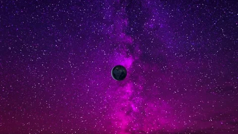 Milky way with earth - flight through the stars - night sky, space background Stock Footage 146745931