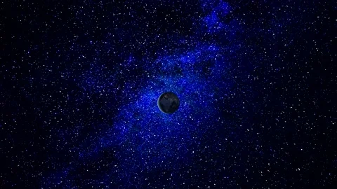 Milky way with earth - flight through the stars - night sky, space background Stock Footage 146747421