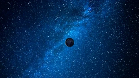 Milky way with earth - flight through the stars - night sky, space background Stock Footage 146748495