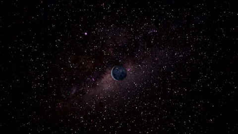 Milky way with earth - flight through the stars - night sky, space background Stock Footage 146753410