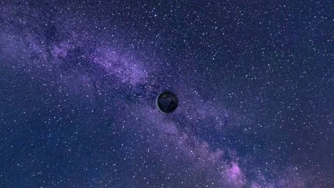 Milky way with earth - flight through the stars - night sky, space background Stock Footage 146773891