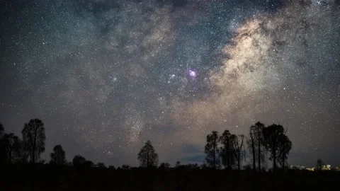 Milky way galaxy core rising close up timelapse video 8k Stock Footage 131407807