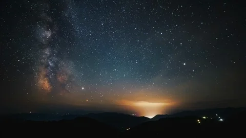 The Milky Way Galaxy moving over the mou... | Stock Video | Pond5