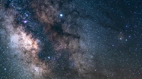 Milky Way Galaxy South Sky 50mm Aquarids Meteor Shower 2019 Night to Sunrise Stock Footage 129475526