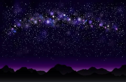 Milky way in the mountains. Stock Illustration