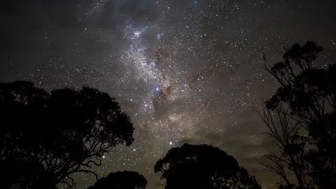 Milky Way with moving Clouds Australian Alps Victoria Australia Timelapse Stock Footage