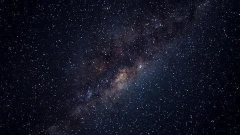 Milky way, night sky - flight through the stars - space background Stock Footage