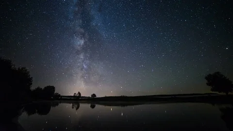Milky Way Over The River Video stock 84139094