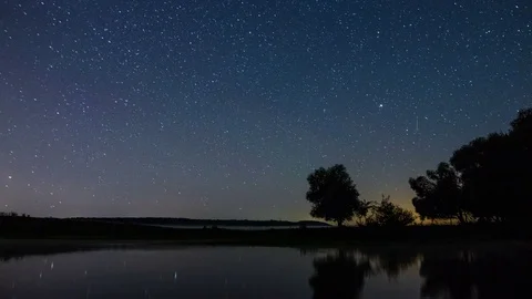Milky Way Over The River Video stock 84139144