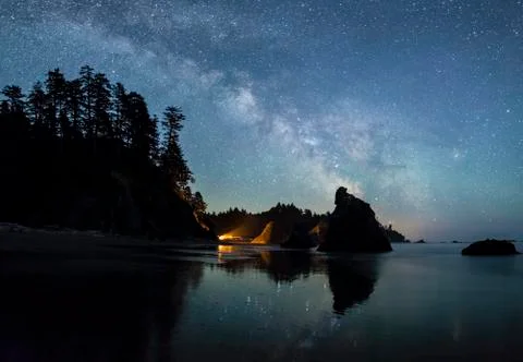 Milky Way over Ruby Beach Stock Photos