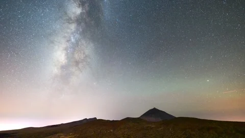 Milky Way Over Teide Volcano – Night Sky Timelapse in 4K Stock-Footage 314214736