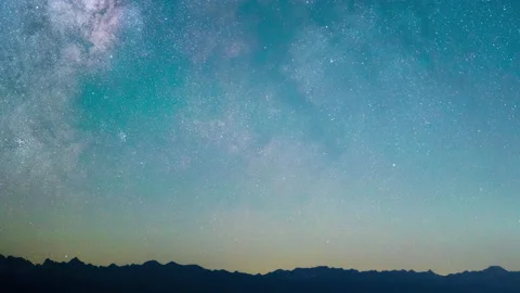 Milky Way passing behind Eastern Sierras 8K Stock-Footage 136860404