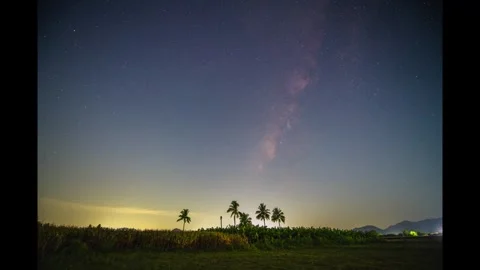 Milky Way Setting Behind Mountains | Night Sky Timelapse Stock Footage 313188964