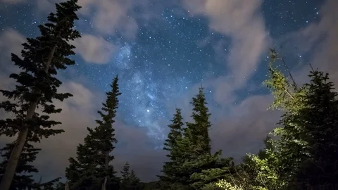 Milky Way Showing through Clouds Stock Footage 93007679