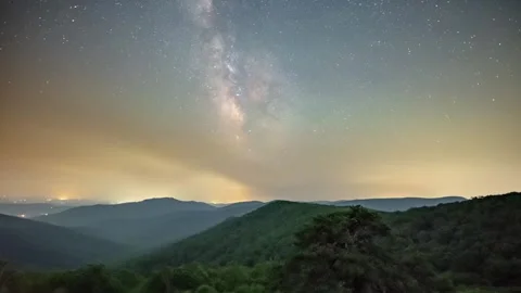 Milky Way Time Lapse from Pinnacles Overlook Along Skyline Drive Stockbeeldmateriaal 246835026