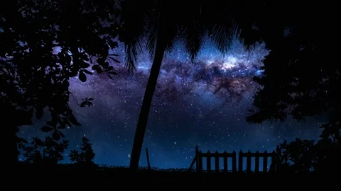 Milky way time lapse, rotating galaxy star line. Stock Footage 139620239