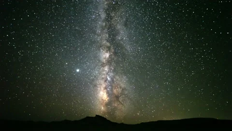 Milky way timelapse of the galaxy moving through the sky Stock Footage