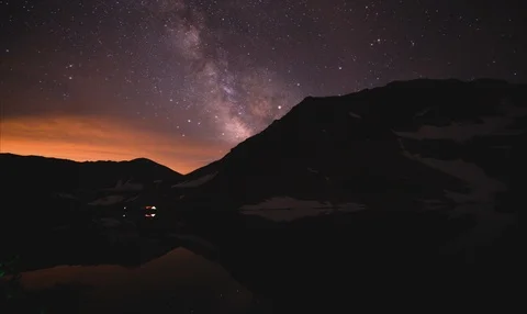 Milky Way Timelapse Over Alpine Lake Video stock 105420135