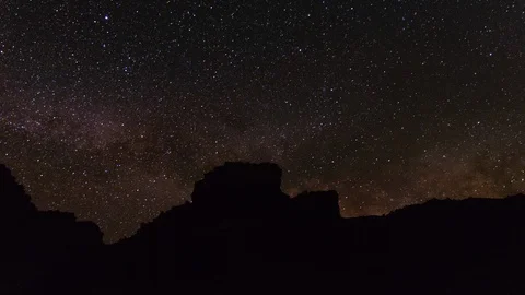 Milky Way Timelapse over Chimney Rock Stock Footage 98329833