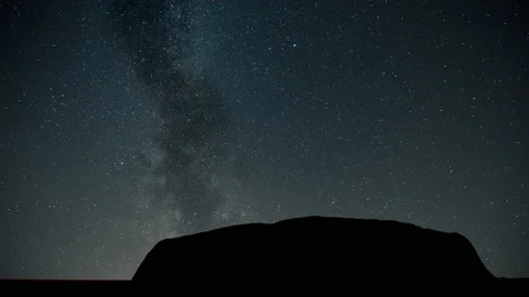 Milky Way at Uluru Mountain in the Ayers Rock Park, Australia Stock Footage 222048615