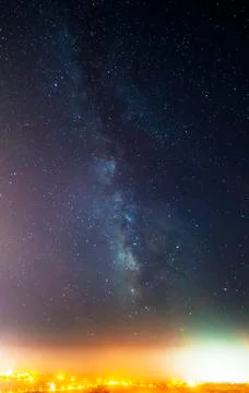 Milky Way vs Light Pollution Stock Photos