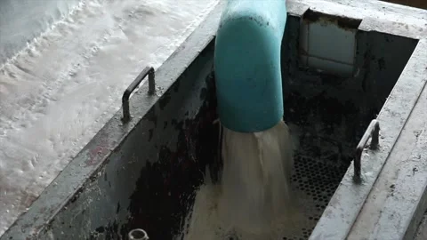 Milky White Liquid Flowing Through Industrial Water Pipe and Metal Filter Video stock 296523294