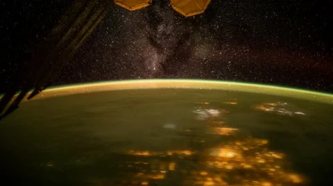 Milkyway &amp; Aurora Borealis shot from International Space Station (ISS) Stock Footage 59557101