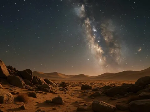 Milkyway desert Stock Footage 308446648