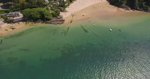 Mill Bay Devon, Drone Stock Footage 135764127