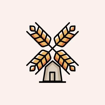 Mill with blades in the form of wheat Stock Illustration