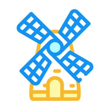 Mill building color icon vector flat illustration Ilustración de archivo
