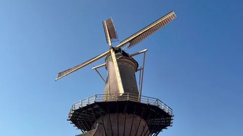 Mill called the Roos (Rose) in Delft, The Netherlands Stock Footage 305074686
