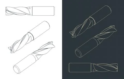Mill cutter blueprints Illustrazione stock