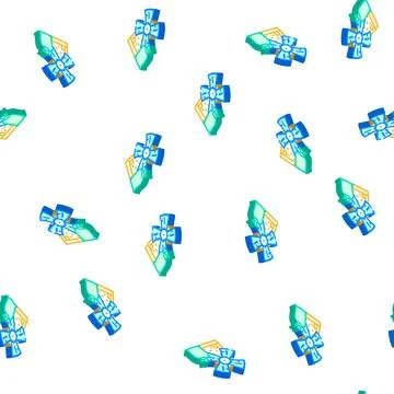 Mill farm construction isometric icon seamless pattern 库存插图