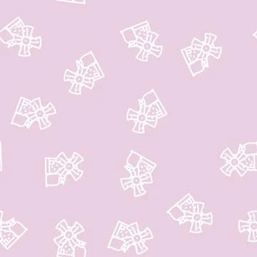 Mill farm construction line vector seamless pattern Stock Illustration