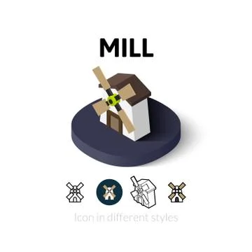 Mill icon in different style Stock Illustration