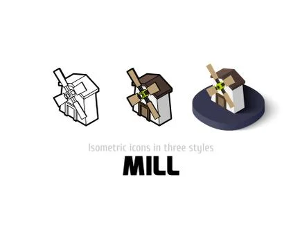 Mill icon in different style Stock Illustration