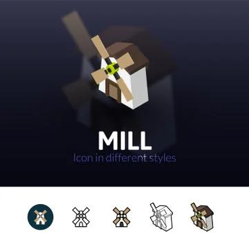 Mill icon in different style Stock Illustration