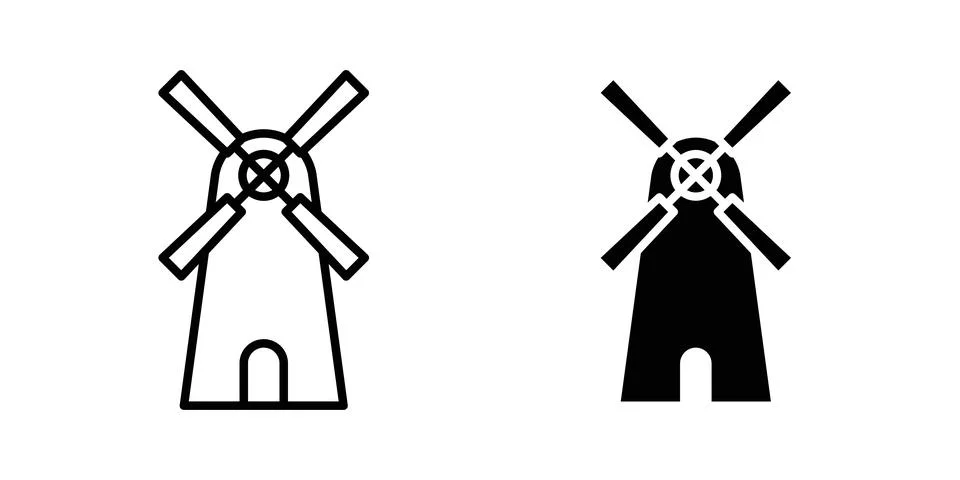 Mill icon vector template set in black Illustrazione stock