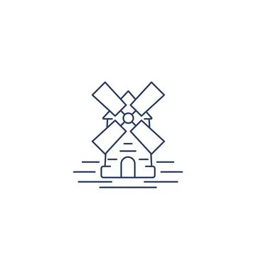 Mill icon, windmill line vector Stock Illustration