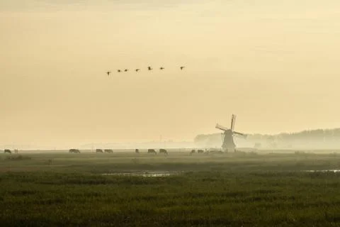 Mill in the landscape Stock Photos