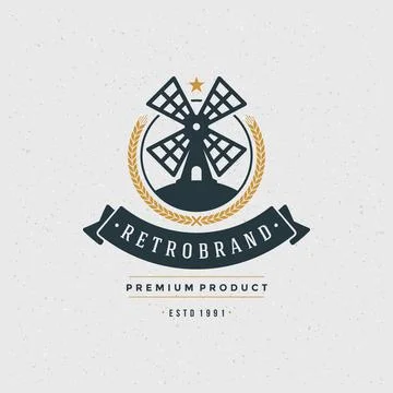 Mill Logo Design Element in Vintage Style Stock-Illustration