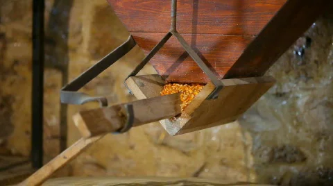Mill old with stone mechanism Stock Footage 842974