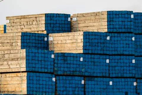 Mill producing lomber for construction and packs it for convinient shpment. Stock Photos